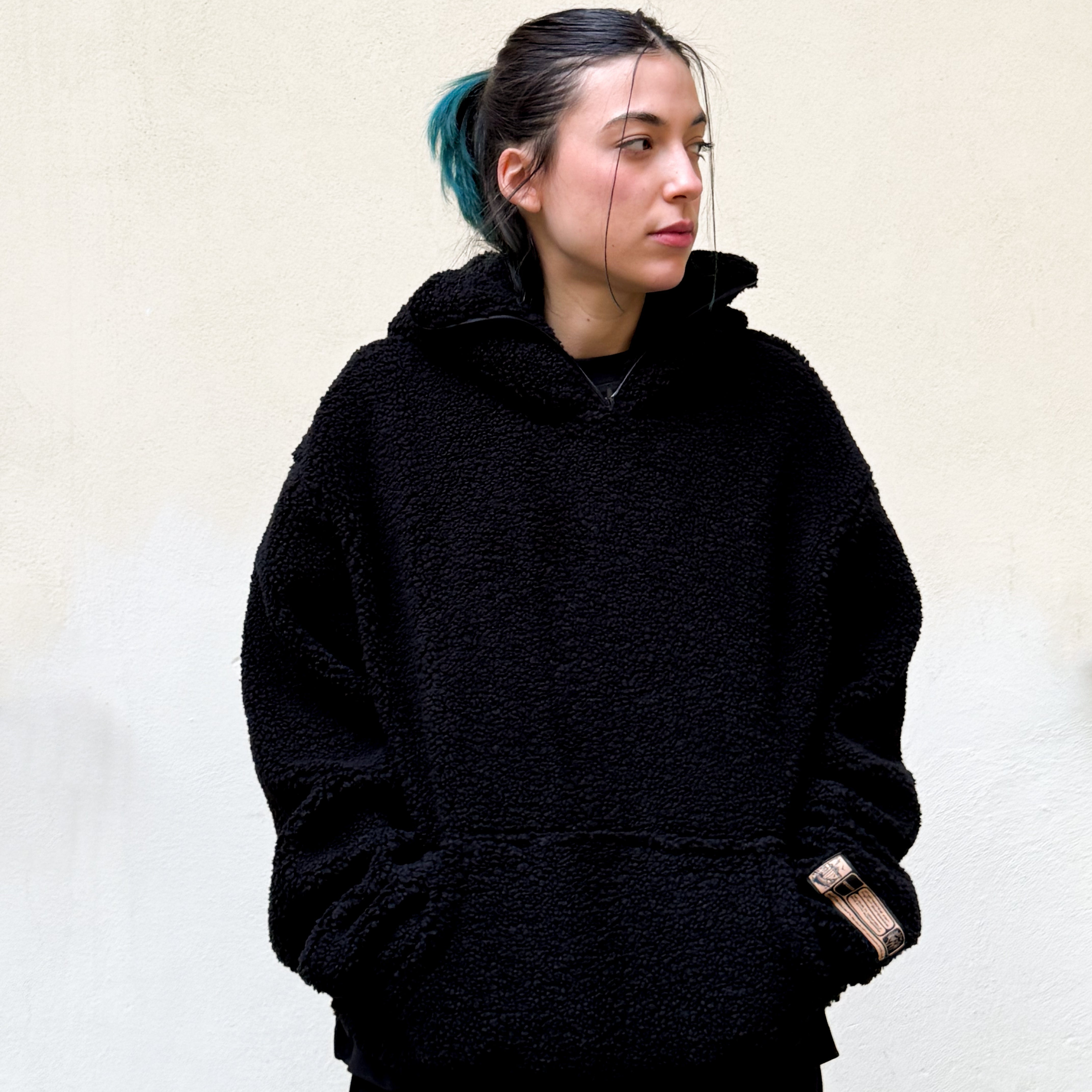 BALACLAVA SHERPA BLACK HOODIE - Bohemien