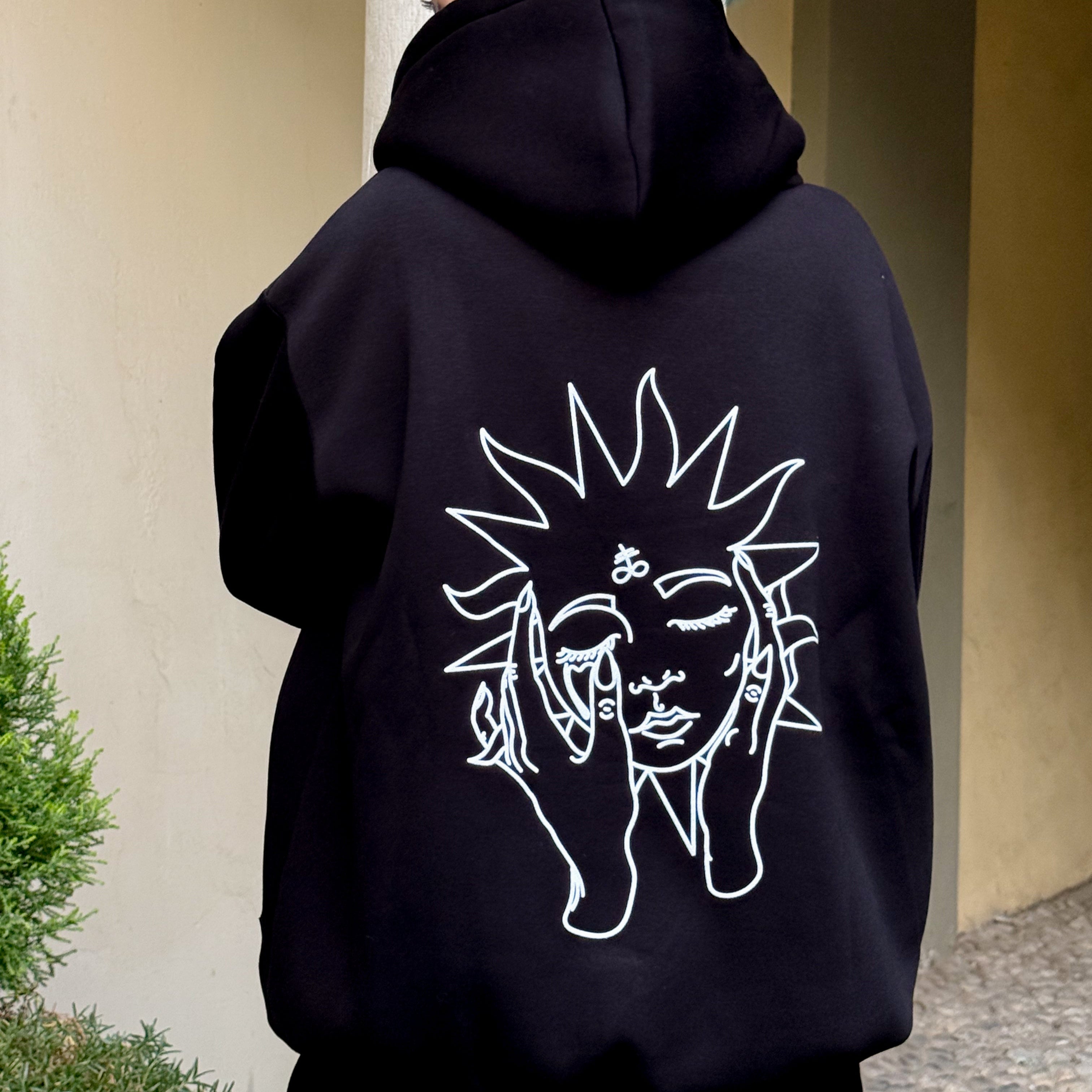 BLACK SUN LOGO HOODIE BLACK - Bohemien