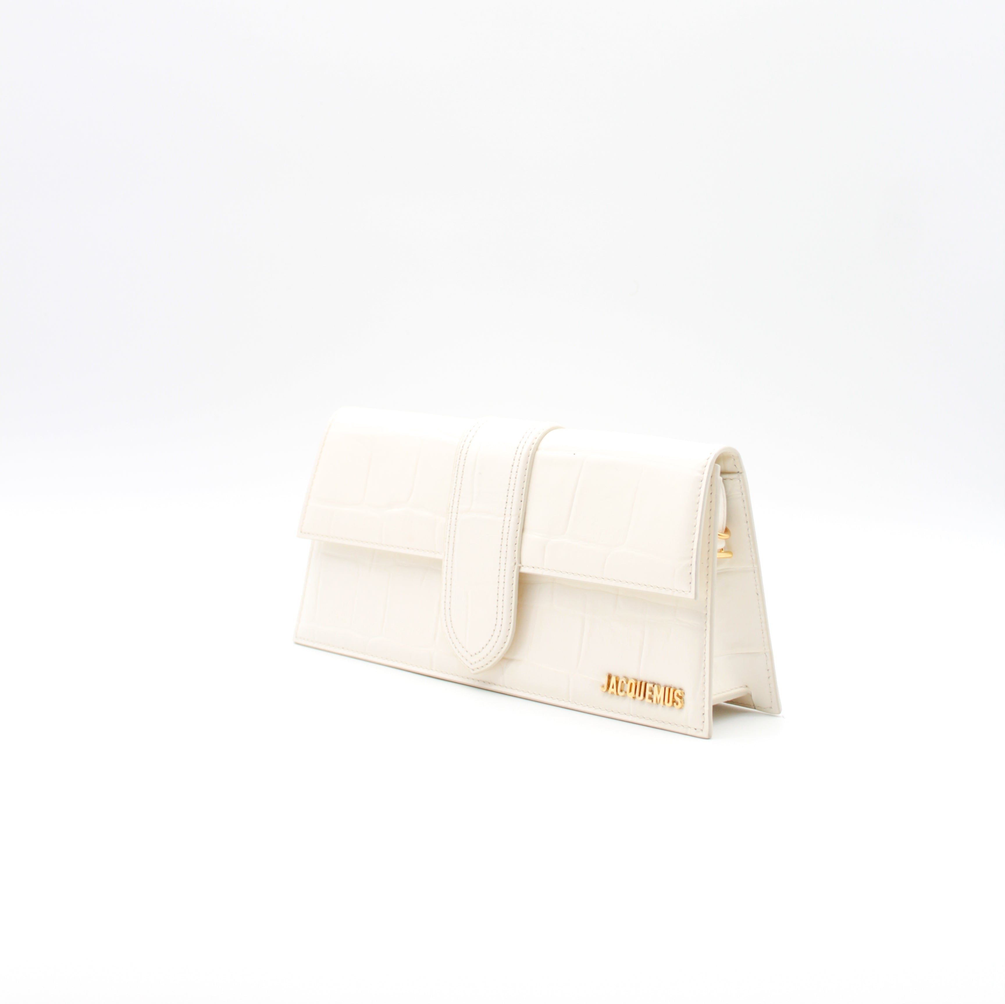 JACQUEMUS LE BAMBINO LONG CROC-EMBOSSED WHITE