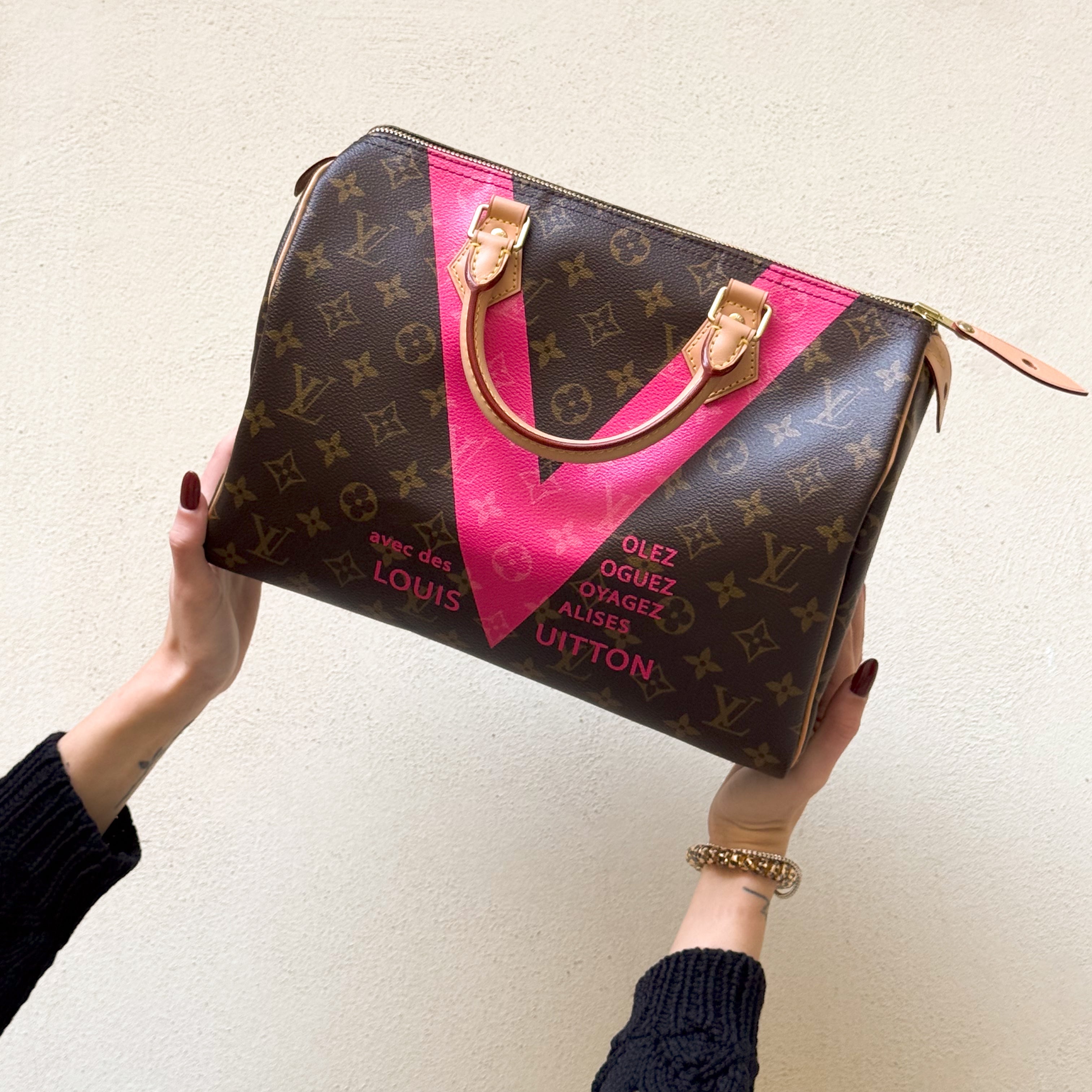 SECONDHAND - LOUIS VUITTON SPEEDY 30 V VOYAGE GRENADE MONOGRAM PINK LIMITED EDITION