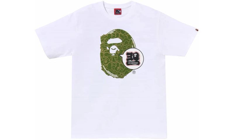 BAPE 30TH ANNIVERSARY APE HEAD TEE  WHITE/GREEN