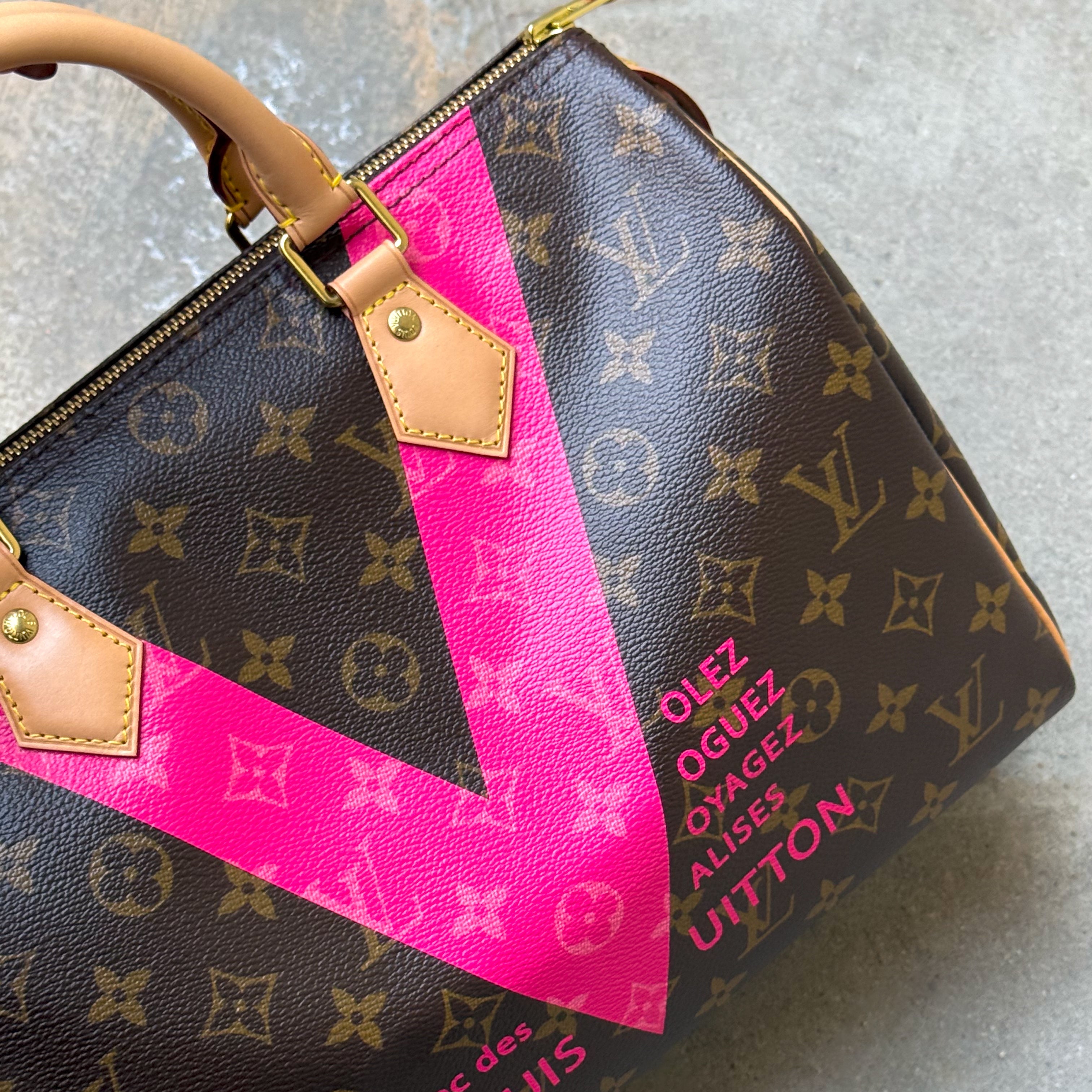 SECONDHAND - LOUIS VUITTON SPEEDY 30 V VOYAGE GRENADE MONOGRAM PINK LIMITED EDITION