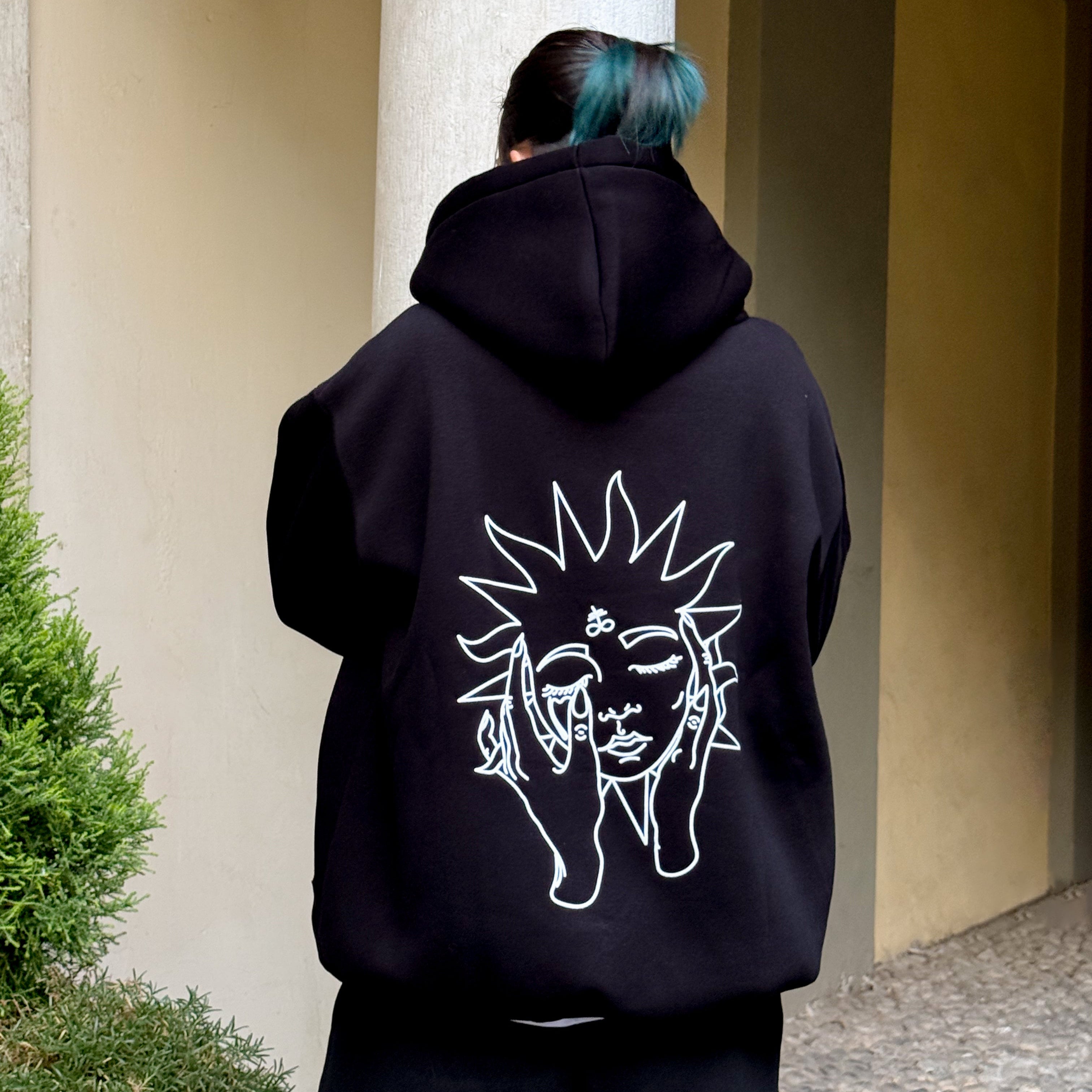 BLACK SUN LOGO HOODIE BLACK - Bohemien