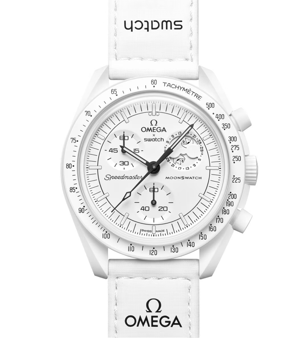 Swatch x Omega Bioceramic Moonswatch Mission To Moonphase Snoopy White