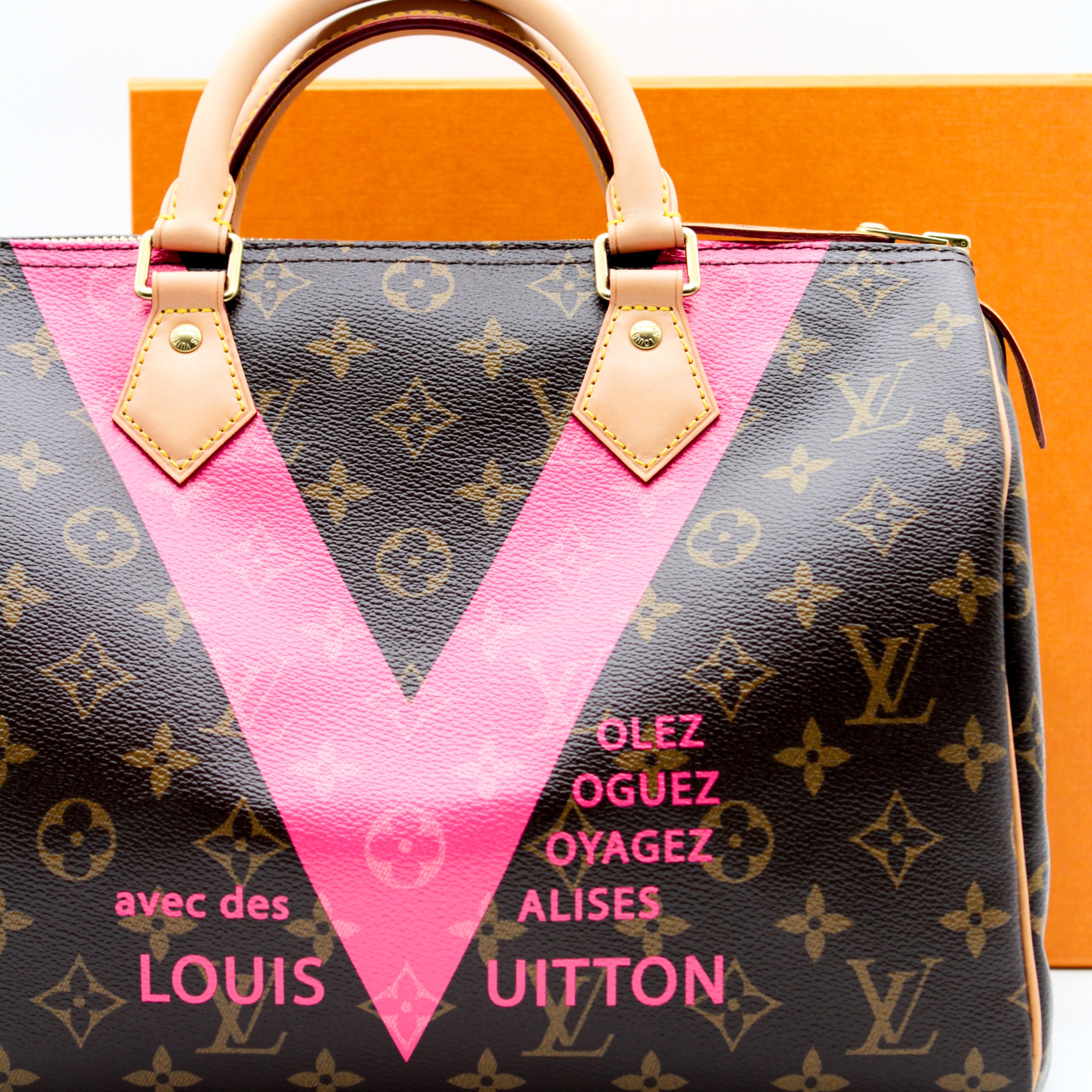 SECONDHAND - LOUIS VUITTON SPEEDY 30 V VOYAGE GRENADE MONOGRAM PINK LIMITED EDITION