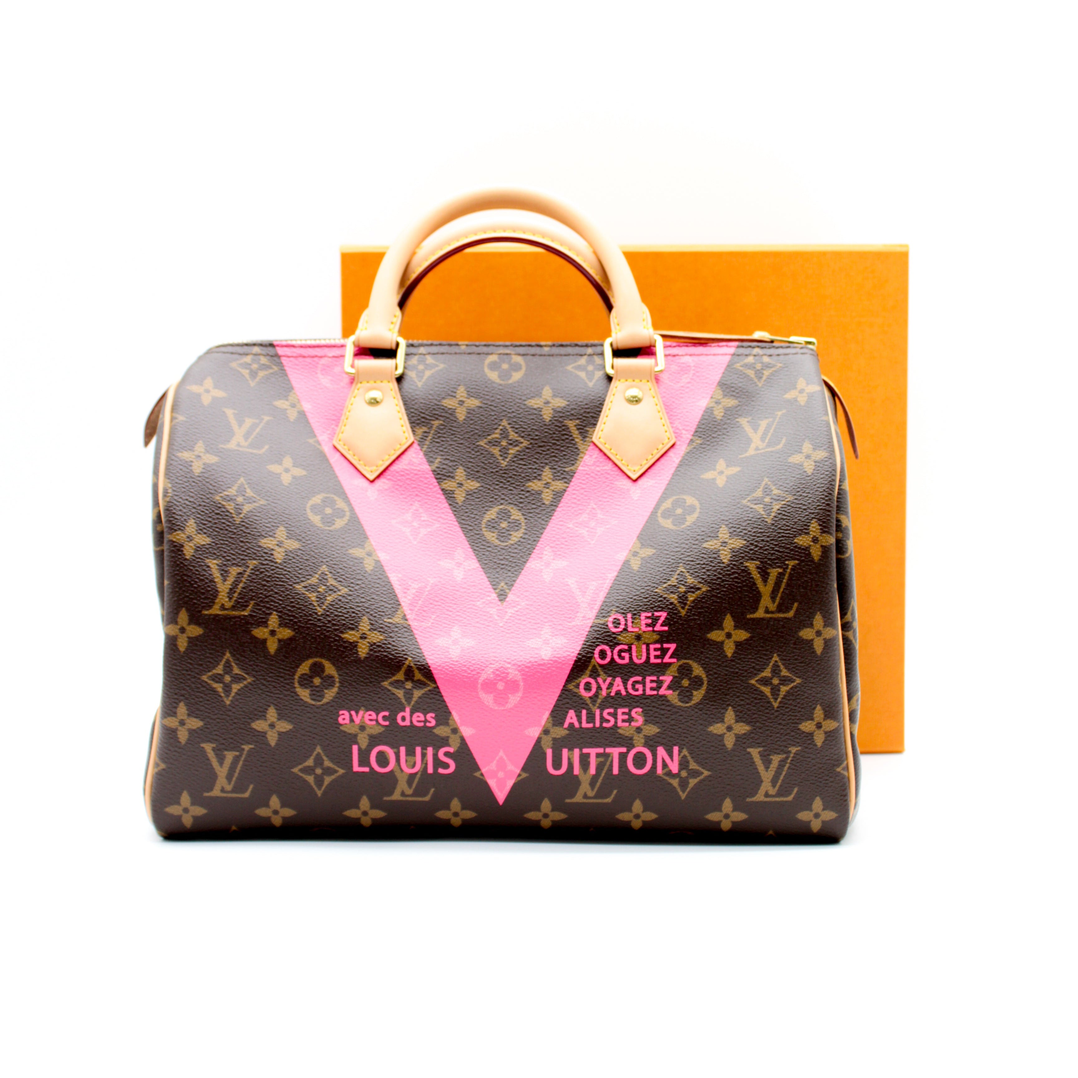 SECONDHAND - LOUIS VUITTON SPEEDY 30 V VOYAGE GRENADE MONOGRAM PINK LIMITED EDITION