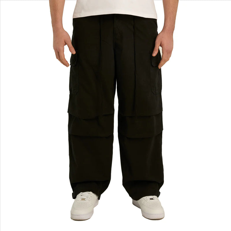 RIPSTOP PARACHUTE CARGO PANTS BLACK / Garment Workshop