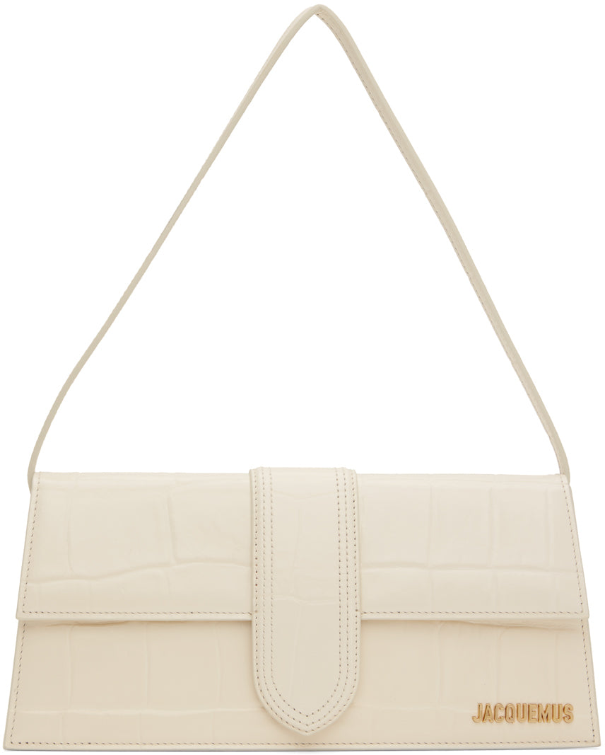 JACQUEMUS LE BAMBINO LONG CROC-EMBOSSED WHITE